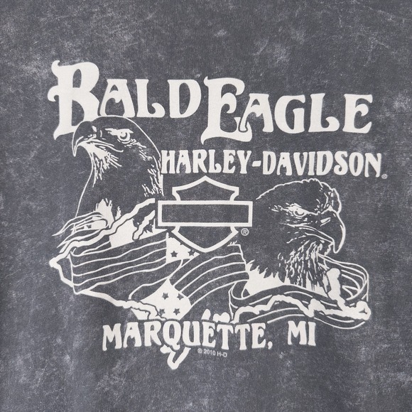 Harley Davidson Womens XL Marquette MI Forever Bald Eagle Studded 3/4 Sleeve Top - Picture 15 of 16